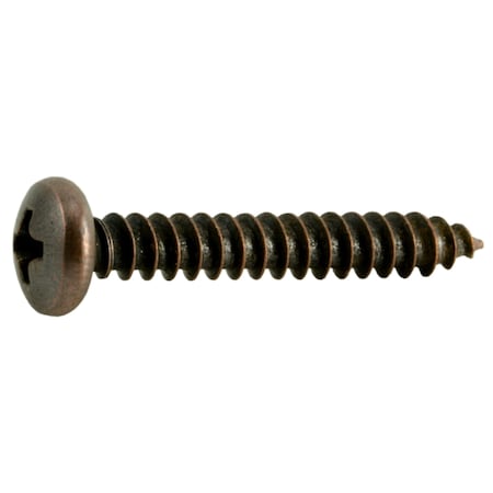 Midwest Fastener Sheet Metal Screw, #10 x 1-1/4 in, Bronze Plated Steel Pan Head Phillips Drive, 25 PK 35956